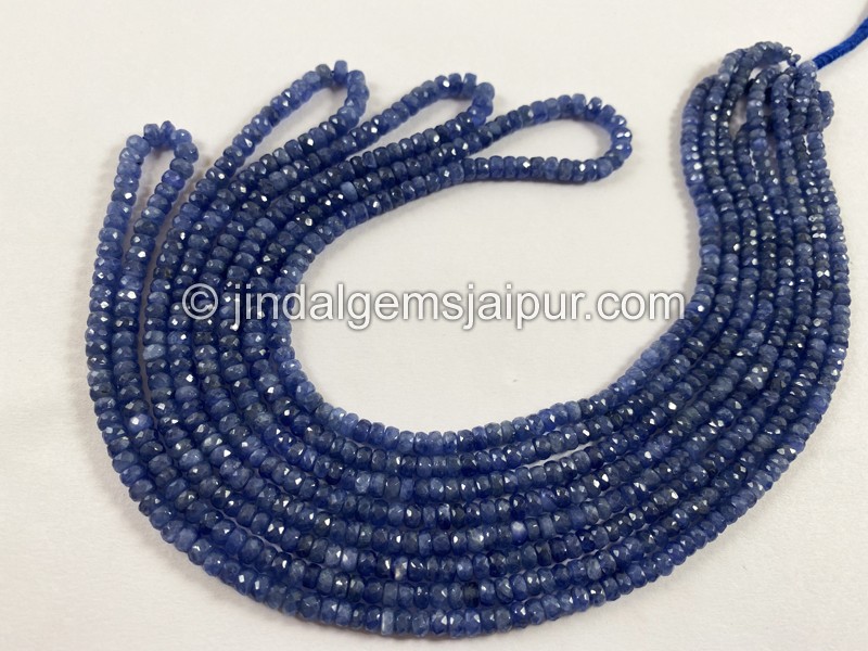 Natural Burmese Blue Sapphire Faceted Roundelle Beads
